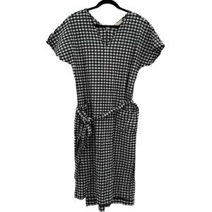 Women's two days off cotton gingham plaid black white‎ haruko dress small